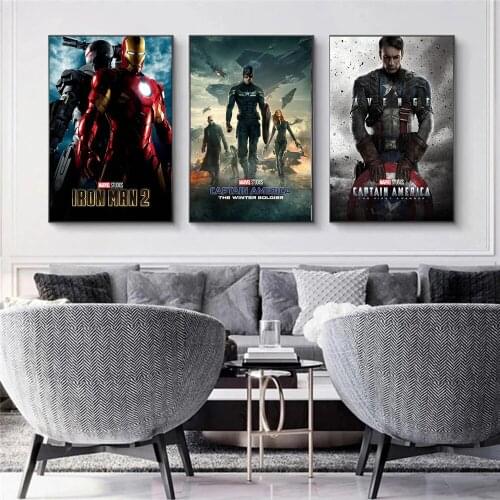 Marvel Avengers Comics Canvas Painting Classic Anime Movie Superhero Posters Prints Captain America Wall Pictures for Decoration