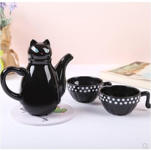 Fortune Cat Ceramics Teapot Set Mug Coffee Cup Portable Tea Pot Cup Set Kettle Teaset Cup Water Kettle Gift Home Decoration