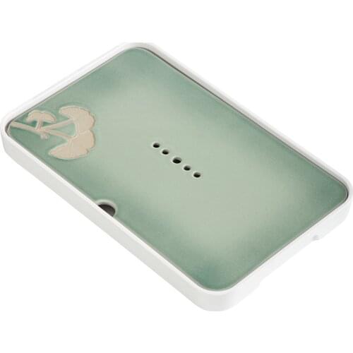 Drain Ceramic Tea Tray Chinese Modern White Handmade Tea Trays Decorative Ceremony Set Bandeja Comida Kitchen Teaware DL60CP