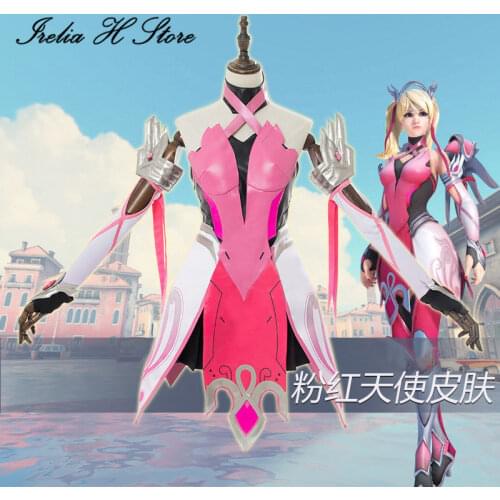OW Mercy Cosplay pink suit mercy cosplay costume Mercy Angela Ziegler Pink Cosplay Costume