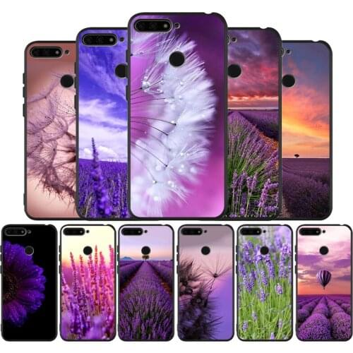 Purple Watercolor flower Dandelion Lotus Lavender Black Soft Phone Case For Honor 8X 9 8 10 20 30 Lite Pro MATE 9 10 20 30 Pro