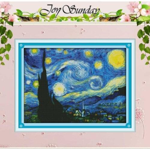 The Starry Night of Van Gogh Counted Cross Stitch 11CT 14CT Cross Stitch Sets Chinese Cross-stitch Kits Embroidery Needlework