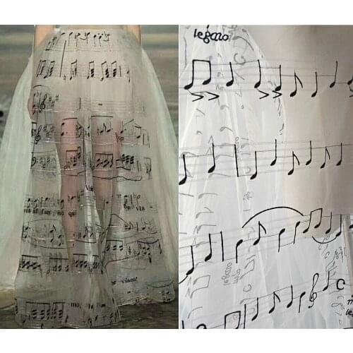 NEW Note music score yarn lace fabric 3D embroidered cloth for wedding dress/curtains/Stage garment accessories DIY 1order=1yard