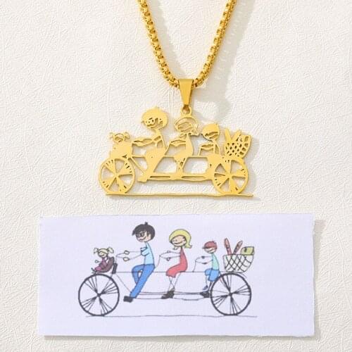 Childrens Drawing Necklace Personalized Gold Stainless Steel Kids Art Necklace Necklace Child Artwork Gift For Mom And Grandma