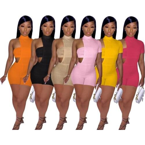 Sexy casual fashion new womens clothing asymmetrical pit strip wrapped chest clip underwear solid color two-piece suit XM