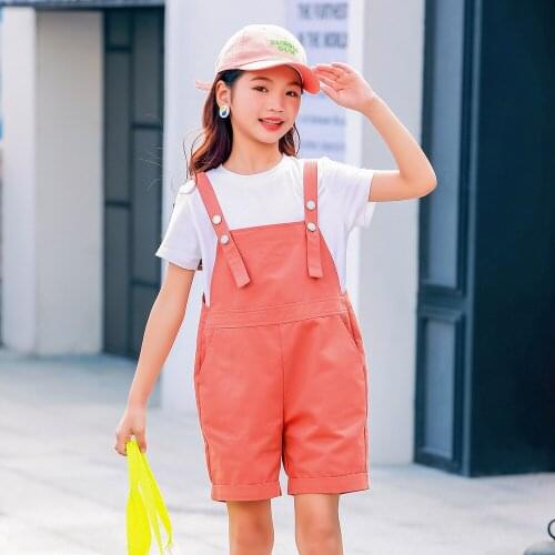 Girls' Suspenders 2021 New Casual Two Piece Suit Girls' T-shirt Kids Clothes Girls Kids Clothes