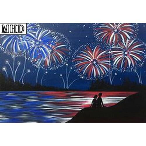 Full square drill 5d diy diamond painting USA flag fireworks scenery 3d diamond embroidery diamond mosaic home decor kit