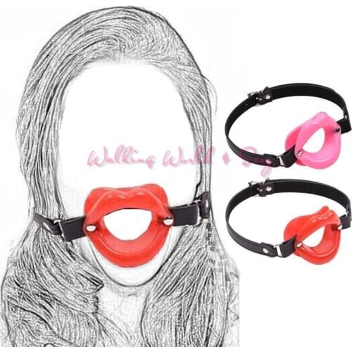 Adult Game Rubber Open Mouth Gag Mouth Leather Belt Oral Fixation Stuffed Lips Fetish Slave Harness Adut Sex Products For Couple