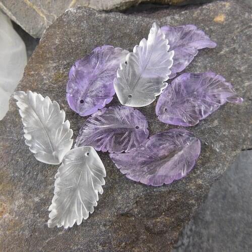 Hand Carved Clear Quartz Leaf Crystal Loose Bead Components Natural Stone Beads For Jewelry Making 28x16mm DYL0054