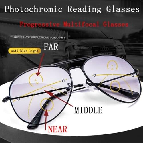 Outdoor Sun Progressive Reading Glasses Men Women Hyperopia Presbyopia Sunglasses Multifocal Readers Eyeglasses 1.0-4.0