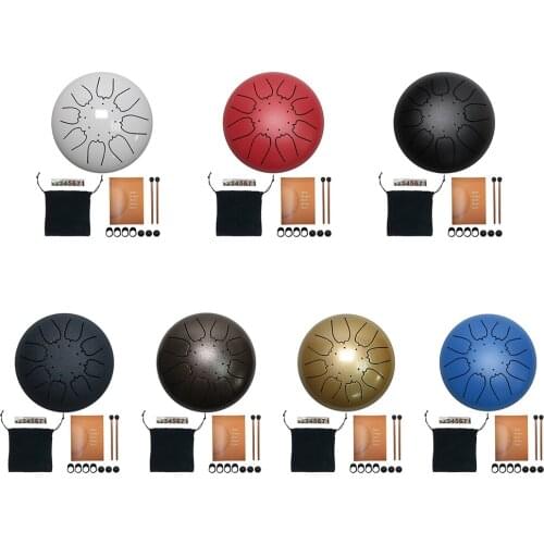 Steel Tongue Drum 6 inch 8 Tune Hand Pan Drum Set Tank Hank Drum with Drumstick Pad Carrying Bag Percussion Instrument Accessory