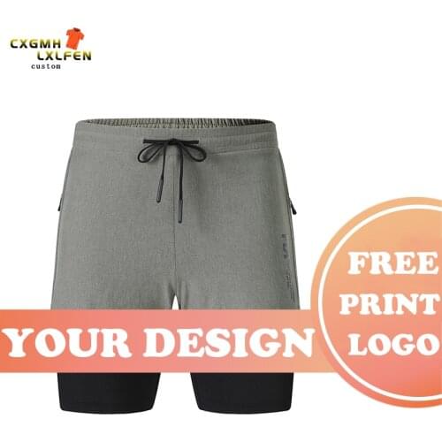 High-end custom woven sports pants mens quick-drying breathable summer thin casual sports shorts printing DIY brand text