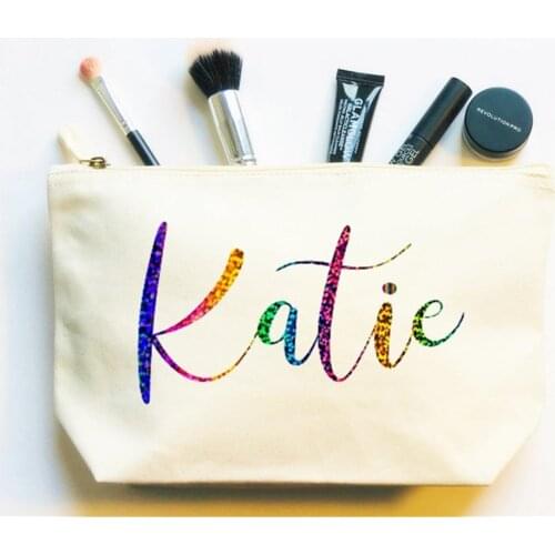 Custom glitter Make Up Bag bridal shower Cosmetic trip Wash bag Birthday Gift Bridesmaid proposal Wedding moms day makeup Bags