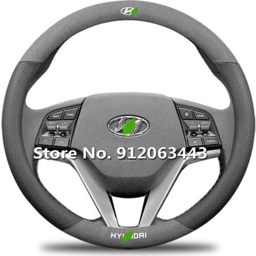 Suede Leather Steering Wheel Cover Car-Styling Accessories for Hyundai Azera GENESIS Coupe GRACE GRANDEUR I10 Ix55 Lantra Ix25
