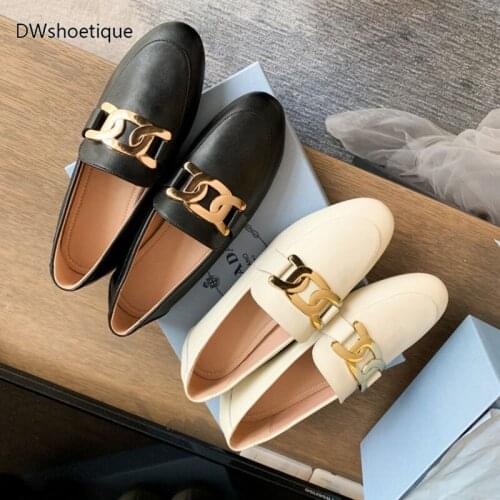 New genuine leather women loafers casual flat slip on round toe women dress shoes