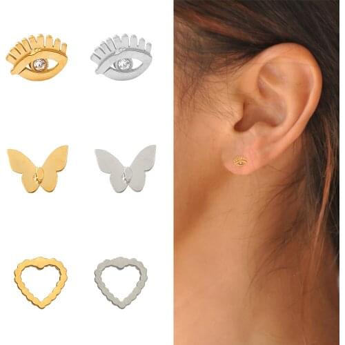 1PCS Lightning Heartr CZ Cartilage Earrings for Women Party Jewelry Cartilage Piercing Stud Earring Simple Ear Jewelry