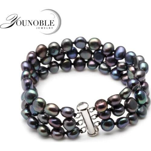White real freshwater black pearl bracelet women,multilayer natural pearl bracelet jewelry daughter girl best gift birthday