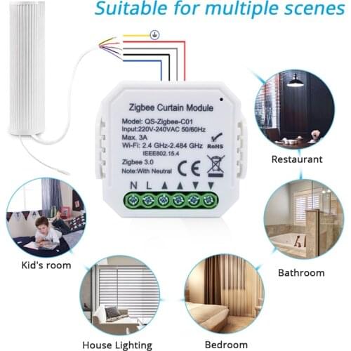 Zigbee Tuya Smart Life Roller Shutter Blinds Curtain Switch Relay Module Timer APP Remote Control For Google Home/Siri/Alexa