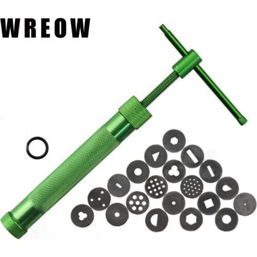 1pc Rotating Polymer Clay Kit Tool Green Clay Extruders Sculpture Gun Clay Sugar Paste Extruder Fondant Cake Sculpture Gun Tools