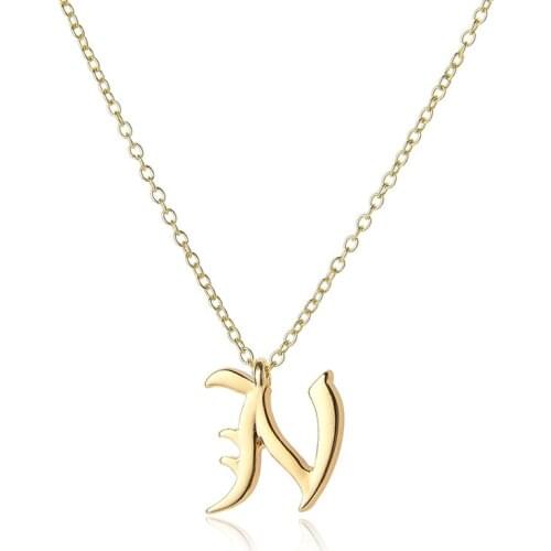 10 English word Mom love gift America Letter N Family friend name sign pendant chain Necklace tiny alphabet name Initial jewelry