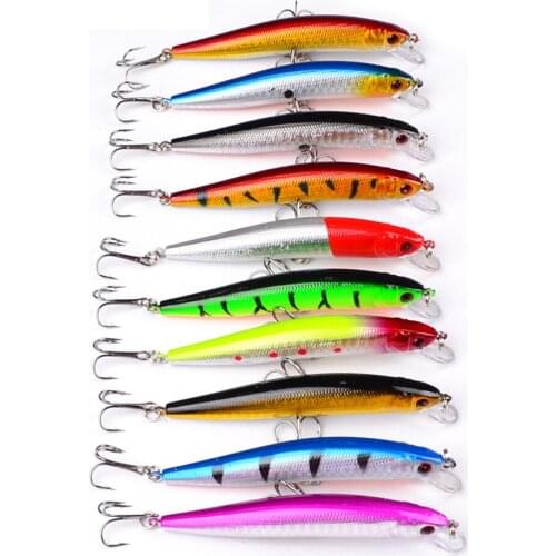 10PCS Fishing Bass Fish Floating Minnow Crankbaits lure hook baits 10cm/8.4g