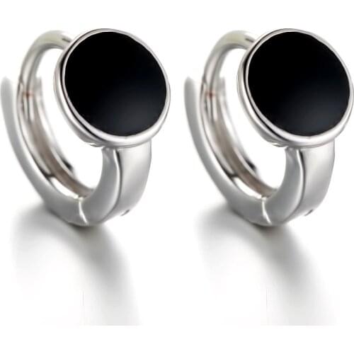 100% 925 sterling silver high quality black plastic drop earrings for women jewelry Valentines Day gift wholesale drop shipping