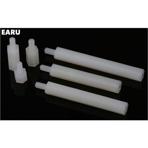 100PCS M5*L+7MM Thread White Spacing Nylon Column Screw Plastic For PCB Motherboard Fixed Nylon Standoff Spacer Pillar NL16