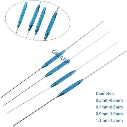 4pcs/set Stainles Steel/Titanium Double Lacrimal Passage Probe Ophthalmic Flushing Tool Veterinary Ophthalmic Eye Instrument