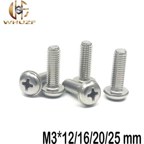 40pcs M3*12/16/20/25 mm Plate with nickel carbon steel round head screws Pan head with pad screw With dental screw