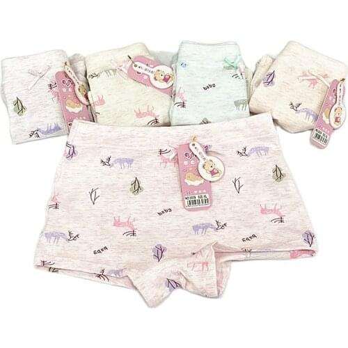 5-PCS Four Seasons Wear High Quality 95%Cotton Cute Deers Underwear Cartoon Girls' Underwear Set Childrens Flat Underwear