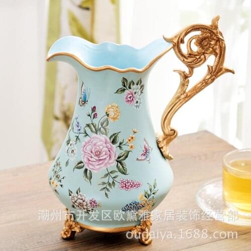 Wedding decoration accessorie American Ceramic Resin Garden Retro Vase Living Room Decoration Handicraft Flower Arrangement Gift