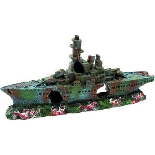 Aquarium Fish Tank Boat Artificial Wreck Sunk Ship Ornament Sailing Boat Decoration Aquarium Landscaping Resin 13.5*6.5*3cm K2S8