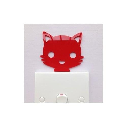 Free shipping 3D acrylic colored switch sticker , lovely cat wall decoration sticker , 3 pcs per lot