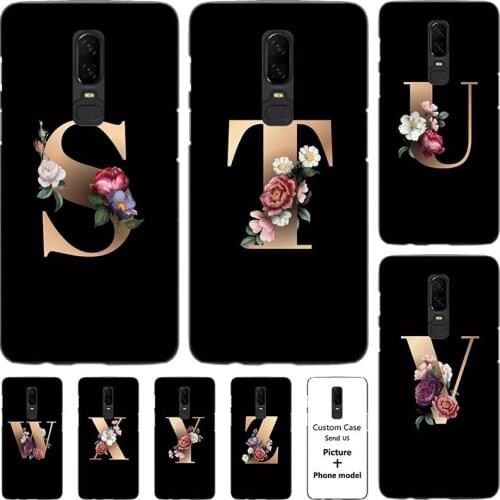 Flower 26 English Name Letters Custom Initial Case For Oneplus 6 Soft Silicone Cover For Oneplus 6T 6.4"