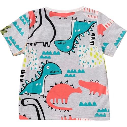 Kids Boys Cartoon Dinosaur Short Sleeve Round Collar Top Children Casual Clothes