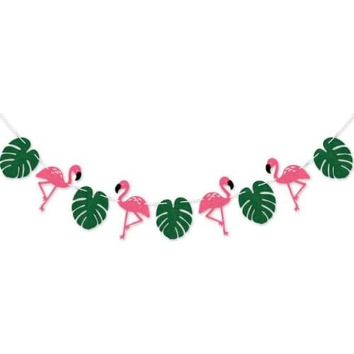 New Summer Hawaii Party Flag Flamingo Bunting Banner Pineapple Birthday Party Garlands Pull Flag Decoration