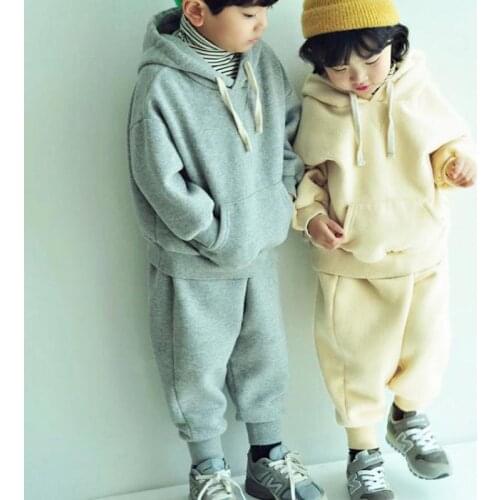 2021 Children Clothing Girls Boys Fleece Clothes Set Kids Hooded Tracksuits Family Brother Sister Matching Outfits Hoodies Pants