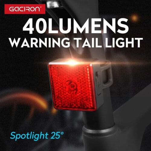 Gaciron 40 Lumen Smart Bike Tail light Bicycle Spotlight USB Rechargeable Waterproof Warning Lamp Night Riding Safety Rear Light