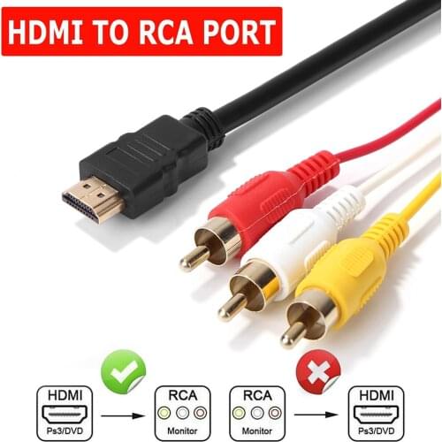 Gold Plated HD 1080P Cable Adapter Device HDMI-Compatible Male to 3 RCA AV Composite Male Adapter Cable 1080P for HDTV STB