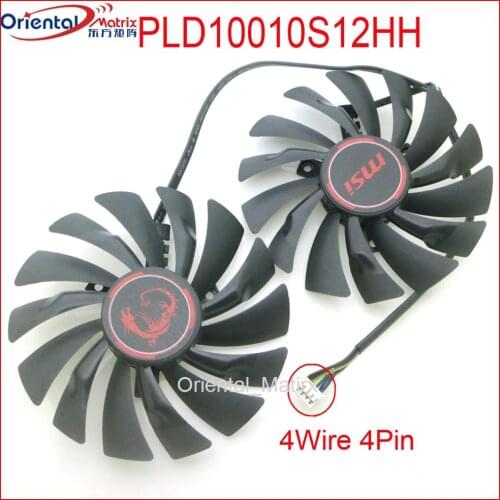 2pcs/lot PLD10010S12HH 95mm 12V 0.40A VGA Fan For MSI GTX 950 960 970 980 980Ti GAMING 2G 4G Graphics Card Cooler Cooling Fan