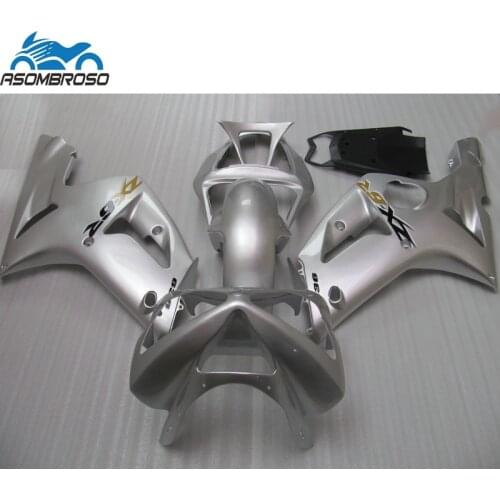 Top Selling Injection Motorcycle parts for Kawasaki Ninja ZX6R fairing kit 2003 2004 silver black fairing set zx6r 03 04 GV82