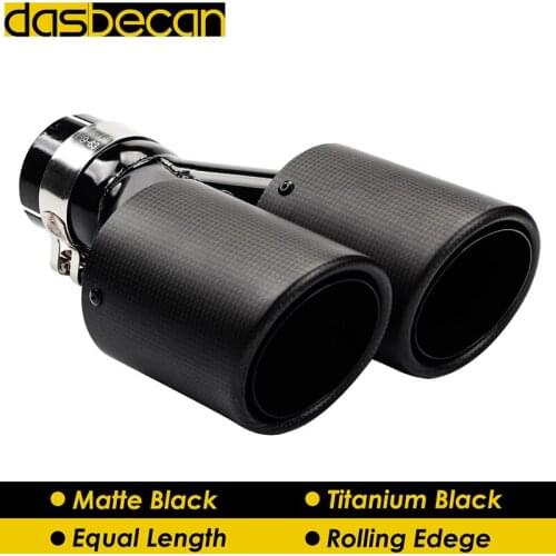 Dasbecan Rolling Edge Y Model Matte 3k Carbon Rear Exhaust Pipe Dual Equal AK Tail Muffler End Tips Universal Car Modification