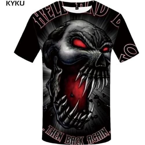 KYKU Brand Skull T-shirt Men Blood Tshirt Black Anime Clothes Angry 3d Casual Print T Shirt Punk Rock Mens Clothing Summer Tops
