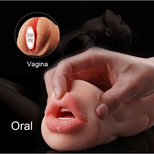 Male Masturbator Realistic Vagina Oral Aircraft Cup Pocket Pussy Sex Intimate Goods Deep Throat Double Hole Sex Toy for Men