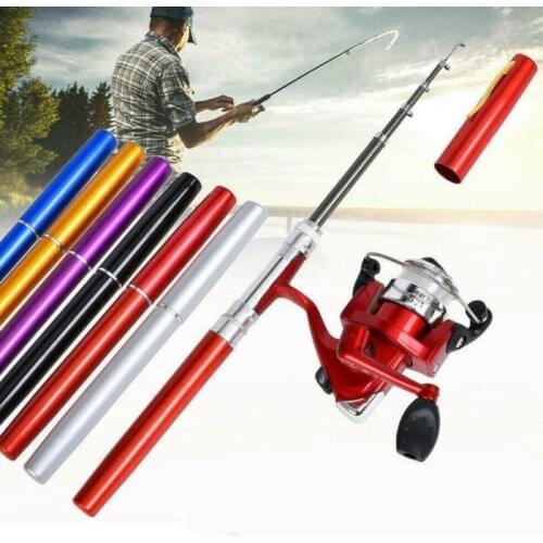 Fishing Rod and Wheel Set Mini Fishing Rod Retractable Pocket Pen Type Rod Aluminum Alloy Fishing Spool Pocket Fishing Accessory