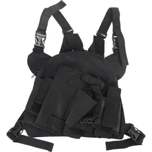 Chest Harness Front Pack Pouch Holster Vest Rig for Two Way Radio Walkie Talkie
