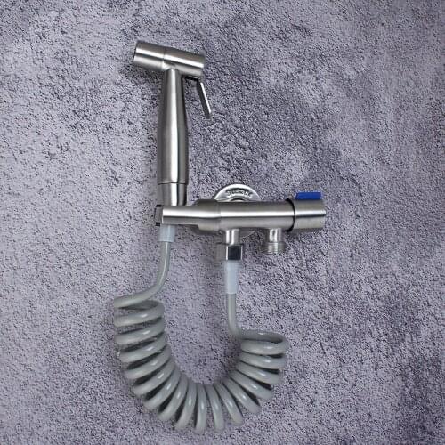 Wall Mount Bidet Faucet Toilet Bidet Sprayer Set Bathroom Stainless Steel Shattaf Toilet Seat Spray Douche Chrome Bidet Shower