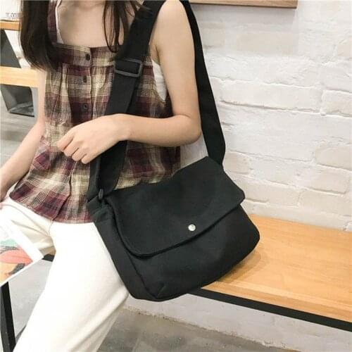 Simple Style Solid Color Women Shoulder Bag Summer Bag Female Casual Tote Canvas Handbag Messenger Bags Purses and Handbags