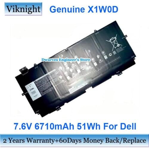 Genuine X1W0D 7.6V 6710mAh Laptop Battery For Dell X1W0D Li-Polymer Rechargeable Batteries Packs