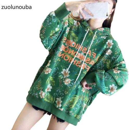 2019 Autumn Hot Style Korean Loose Women Hoodie Fashion All-match Casual Letter Printing Drawstring Mid-length Ladies Pullover